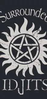 Mystic sun with pentagram mobile wallpaper design.