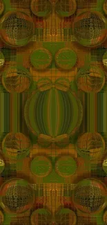 Abstract wallpaper with olive green circular patterns.