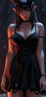 Mystical anime character in a dark forest setting with fantasy elements.