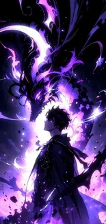 Anime character with dragon in purple energy