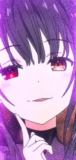 Anime girl with purple glow background.