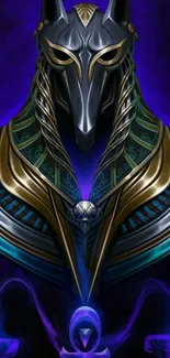 Mystical Anubis Egyptian art with dark purple tones.