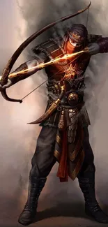 Mystical archer warrior in dynamic medieval pose.