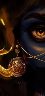 Mystical eye art with golden designs.