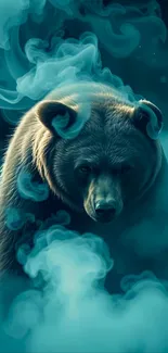 Bear surrounded by mystical blue smoke.