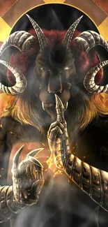 Dark fantasy wallpaper featuring a mystical horned beast with luminous glow.