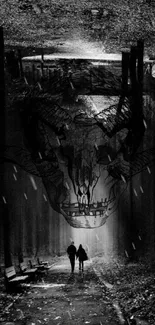 Dark forest background featuring a horned skull overlay.