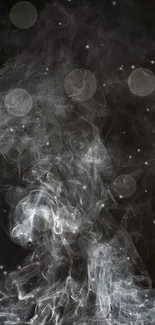 Mystical black smoke on a dark background, creating an elegant abstract pattern.