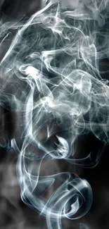 Mystical white smoke swirling on a black background.