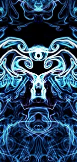 Mystical blue abstract art with intricate patterns.