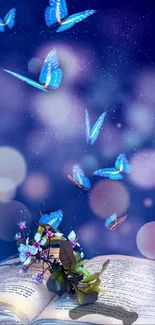 Mystical butterflies flying from an open book.