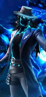 Mystical character with blue energy background wallpaper.