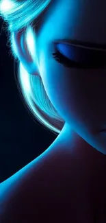 Mystical character portrait in blue glow.