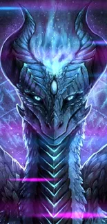 Mystical blue dragon with glowing runes wallpaper.