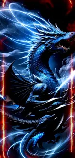 Mystical blue dragon mobile wallpaper with vibrant energy.