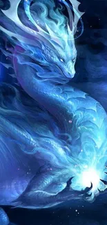 Mystical blue dragon art for mobile wallpaper.