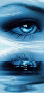 Mystical blue eye with water reflection wallpaper.