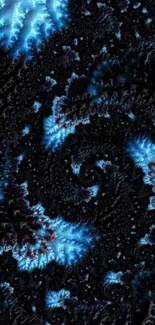 Dark blue fractal pattern with swirling designs.