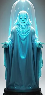 Ethereal blue ghost with glowing aura.