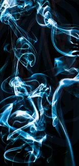 Mystical blue smoke art on a dark background for mobile wallpaper.