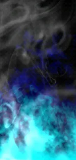 Mystical blue and cyan smoke wallpaper design.