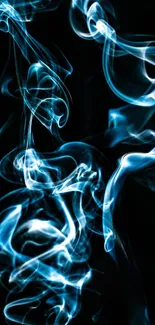 Mystical blue smoke pattern on a dark background.