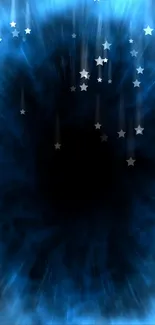 Mystical blue wallpaper with shimmering stars, perfect for a serene mobile background.