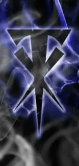 Mystical blue symbol on dark background wallpaper.