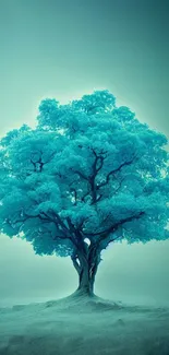 Mystical blue tree on a serene background, perfect for nature lovers.