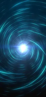 Mystical blue vortex with swirling light pattern.