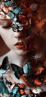 Mystical artistic wallpaper with butterflies and a dreamy atmosphere.