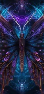 Mystical butterfly artwork in vibrant blue hues.