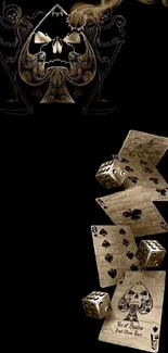 Mystical dark wallpaper with cards and dice.