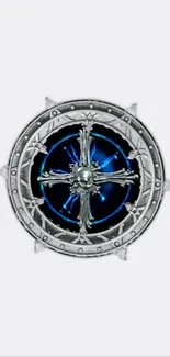 Mystical clock with blue aura design wallpaper.