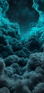 Mystical clouds against the starry night sky, creating a dreamy mobile wallpaper.