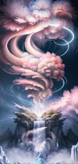 Fantasy landscape with mystical cloud formation and vibrant colors.