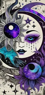 Mystical celestial artwork with cosmic elements.