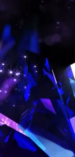 Abstract wallpaper with crystals and cosmic lights.