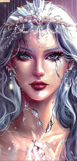 Stunning art of a crystal-adorned mystical princess with vibrant colors.