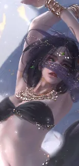 Fantasy art of a mystical dancer with soft purple hues and intricate details.