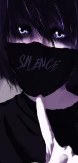 Mysterious anime character with dark hues and a silence mask.