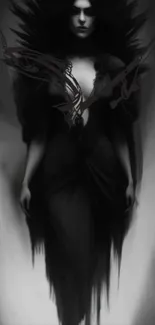 Mysterious dark fantasy figure in gothic style mobile wallpaper.