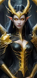 Mysterious elf warrior in gold armor.