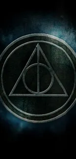 Mystical dark symbol with circle and triangle on phone wallpaper.