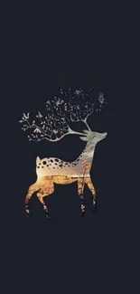 Mystical deer silhouette against a dark background in this fantasy-themed mobile wallpaper.