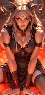 Mystical demoness fantasy art wallpaper.