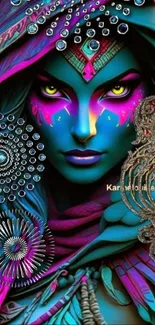 Mystical fantasy digital art character with vibrant colors and intricate details.