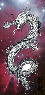 Intricate dragon design on galaxy background wallpaper.