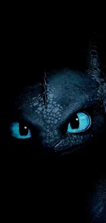 Dragon with blue eyes in dark background mobile wallpaper.