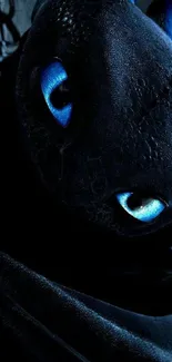 Dark blue dragon with glowing eyes wallpaper.